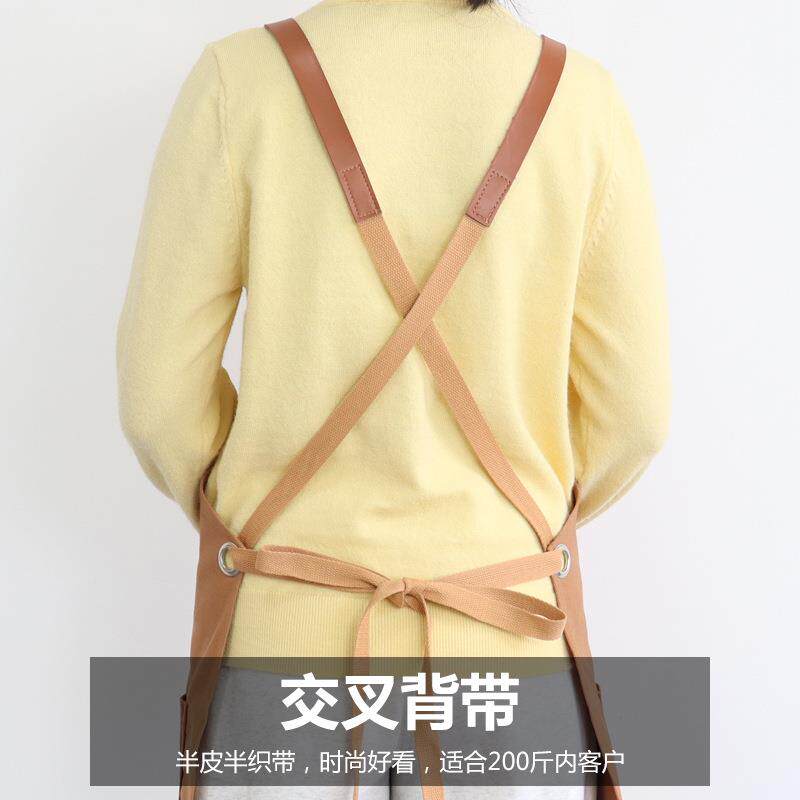 亚马逊跨境帆布围裙咖啡厅休闲日系宽松百搭时尚美发美甲工作围裙