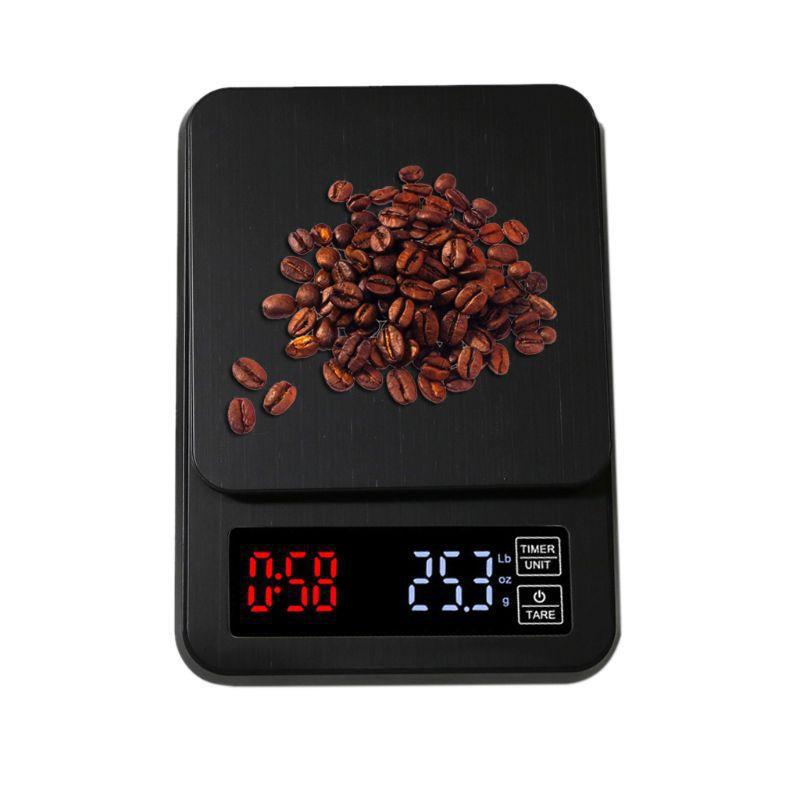不锈钢计时咖啡秤电子台秤 迷你厨房秤10kg/1g计时秤5kg/0.1