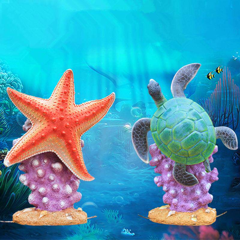 海星贝壳海螺海龟花园水池塘装饰海洋动物仿真珊瑚玻璃钢雕塑摆件