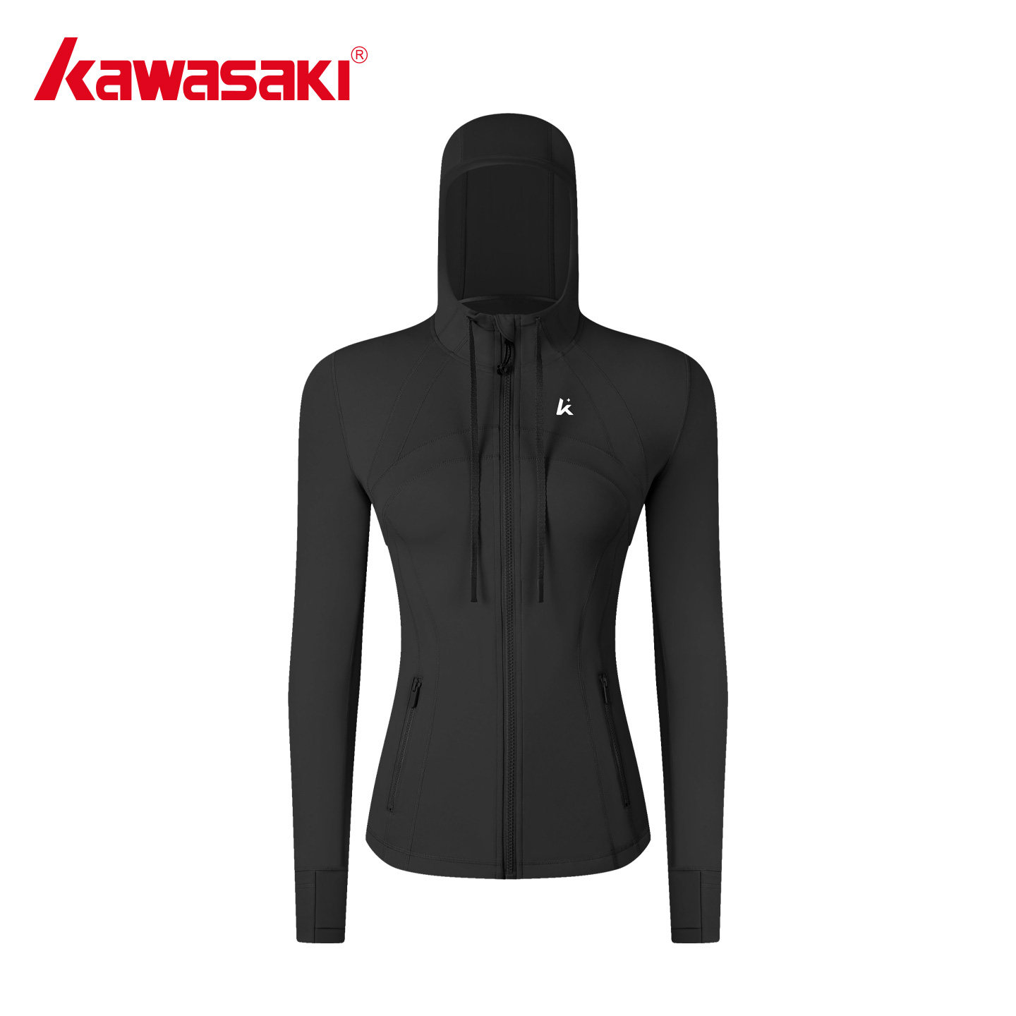 kawasaki川崎正品户外lu同款运动连帽夹克显瘦修身瑜伽服外套黑色,女装/女士精品,时尚防晒服,淘宝优惠券,粉丝福利购,淘宝优惠卷