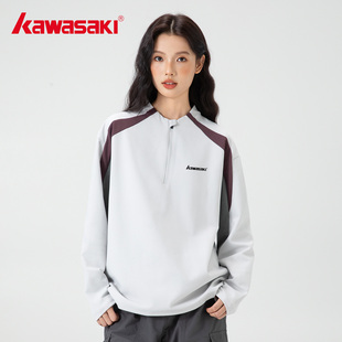 宽松运动透气上衣女 T恤夏季 Kawasaki川崎正品 轻户外白色防晒长袖