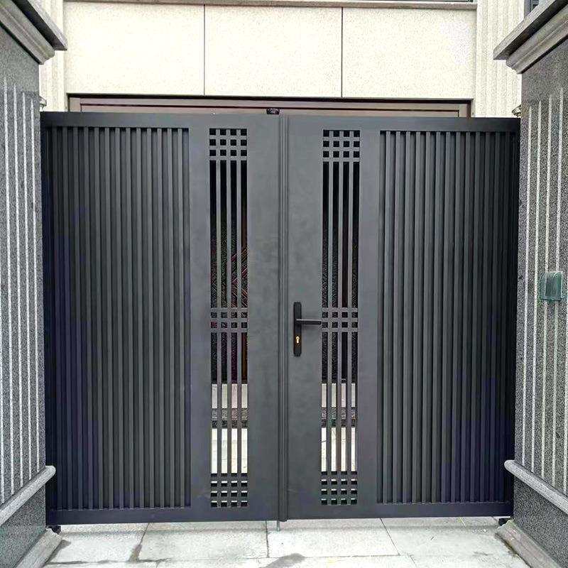 新中式户外大门 自建房双开大门别墅铝合金大门 庭院铝合金大门