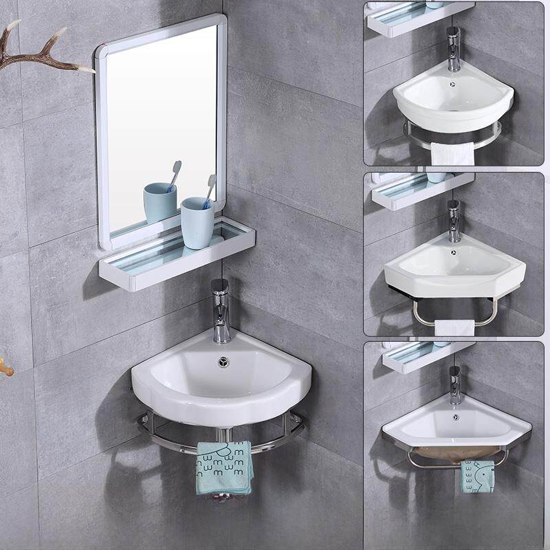 卫生间挂墙式洗手盆三角陶瓷洗脸盆转角小户型阳台小尺寸迷你小型