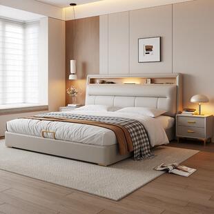 真皮床政府补贴2025新款 1米8双人床主卧实木床1米5高端大气软包床