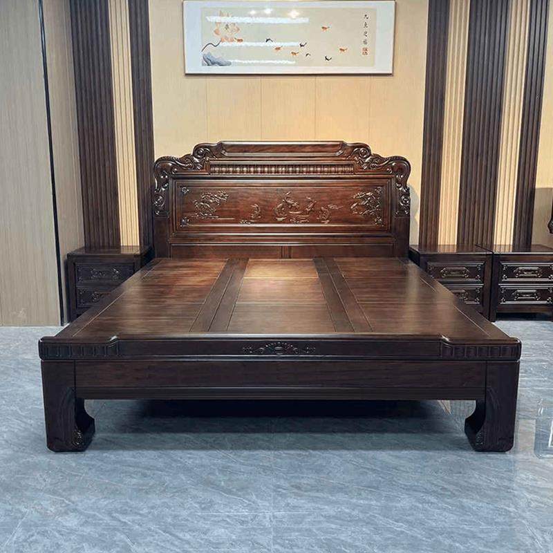 政府补贴明清古典实木床紫金檀木1米8卧室家用全榫卯2米双人大床