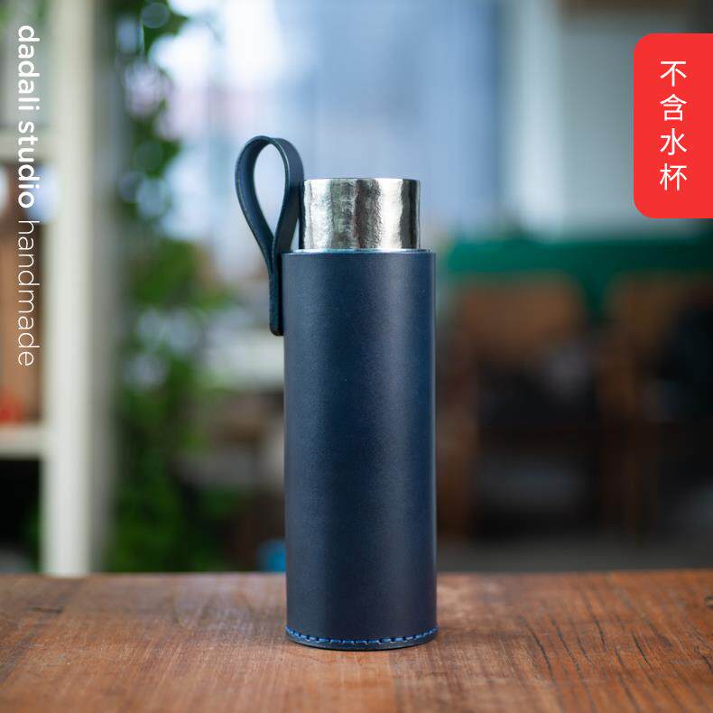 dadali手工定制适用飞剑450ml纯钛保温杯头层牛皮单耳提手杯套图片