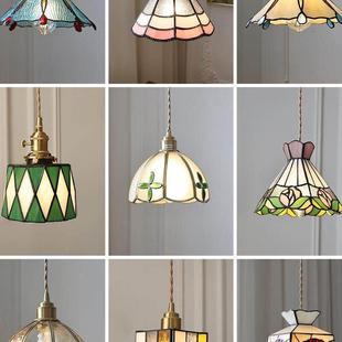 复古黄铜纯手工焊锡灯美式 床头过道餐厅咖啡厅彩色玻璃小吊灯 风格