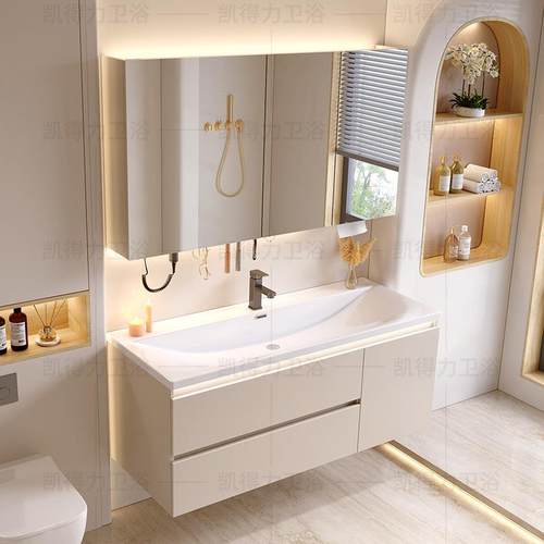 智能浴室柜组合海洋盆陶瓷一体盆现代简约洗手盆洗脸洗面池洗漱台