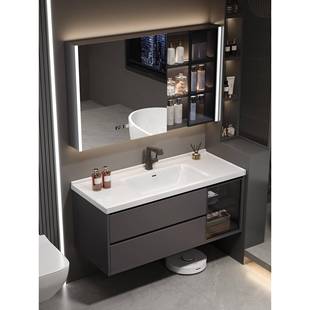 意式 极简现代智能浴室柜组合陶瓷一体盆卫生间洗漱台洗脸洗手盆柜