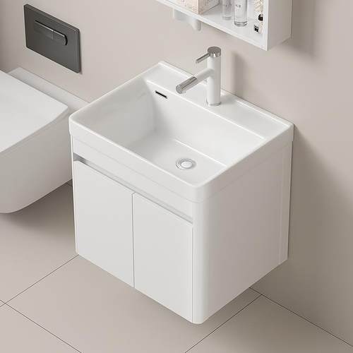 小户型防水洗手盆蜂窝铝加深洗脸池卫生间浴室柜组合陶瓷一体盆cm