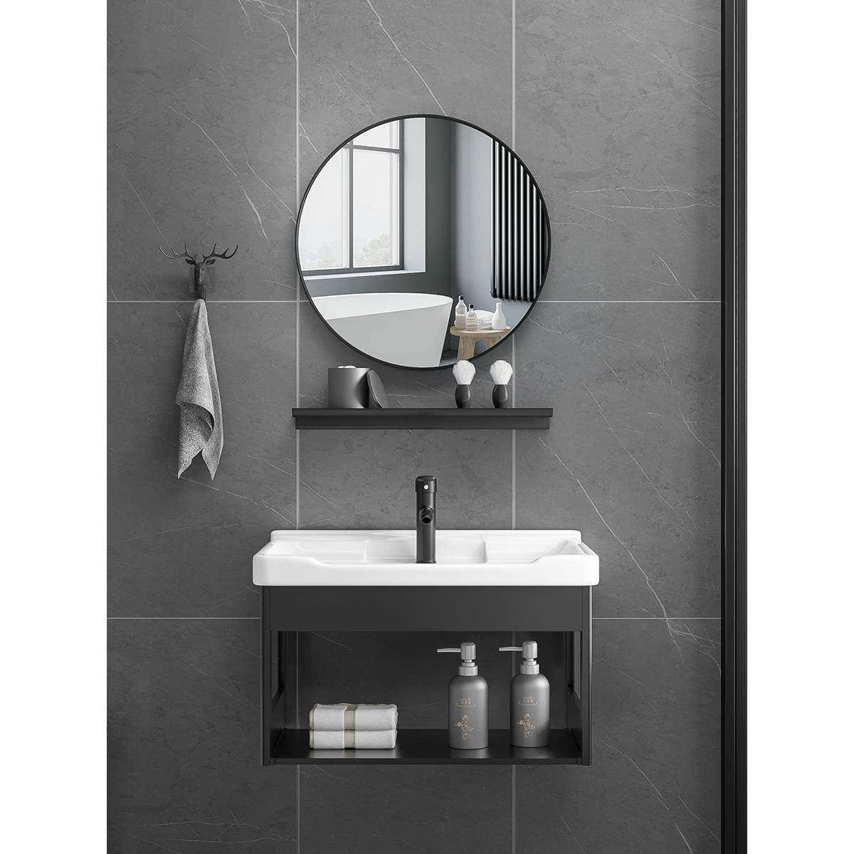 阳台小型洗手盆卫生间洗漱台池简易小户型家用挂墙式洗脸盆柜组合