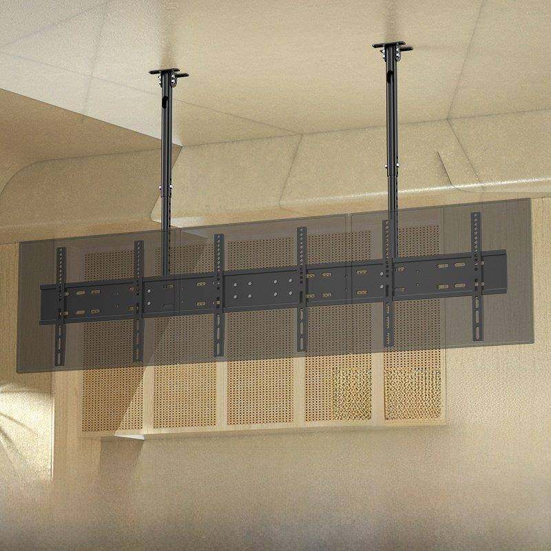 奶茶店铺品牌电视机吊架拼接双屏三屏悬挂架液晶灯箱吊顶挂架定制