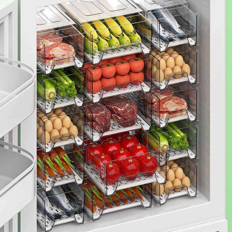 家用食物大号收纳盒厨房冰箱抽屉式保鲜盒食物水果鸡蛋水饺整理盒