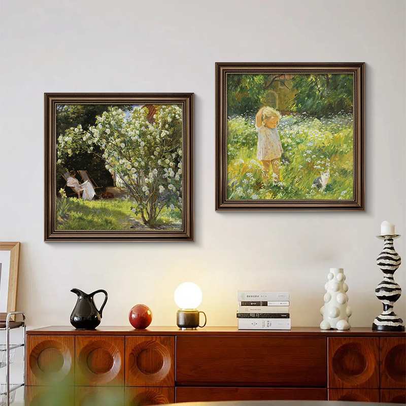 餐厅装饰画美式客厅莫奈名画挂画梵高风景油画2025新款卧室床头画