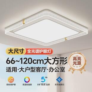 感全光谱大尺寸吸顶灯2024新款客厅轻奢金色120cm灯具正方形