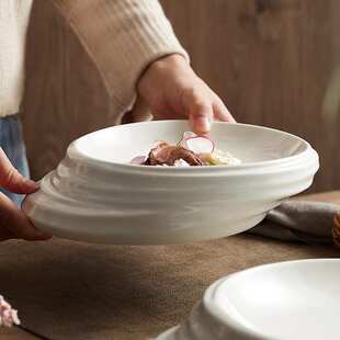 厂家螺纹保温盘位上陶瓷餐具个性冷菜盘西餐保温意境菜酒店餐厅盘