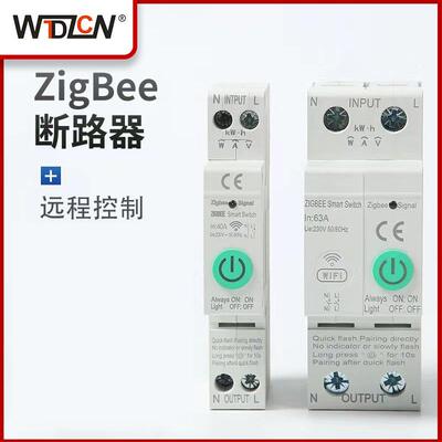 外贸1PZigbee断路器过欠压保护手机远程通断器语音控制