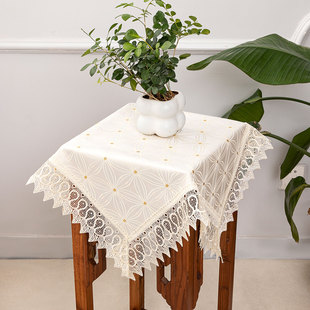 新中式花架垫子家用盆景架床头柜防尘布置物架边几盖布角几小桌垫