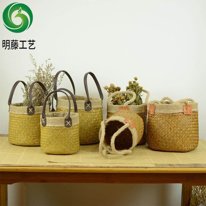 源头厂家海草花篮草编手提花盆花桶摆件藤编编织篮子花盆花器,玩具/童车/益智/积木/模型,毛绒/玩偶/公仔/布艺类玩具,淘宝优惠券,粉丝福利购,淘宝优惠卷