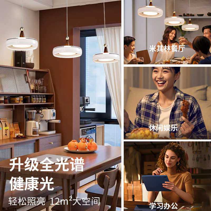 中古风香槟三头餐厅吊灯简约奶油餐桌岛台饭厅吧台灯新主灯