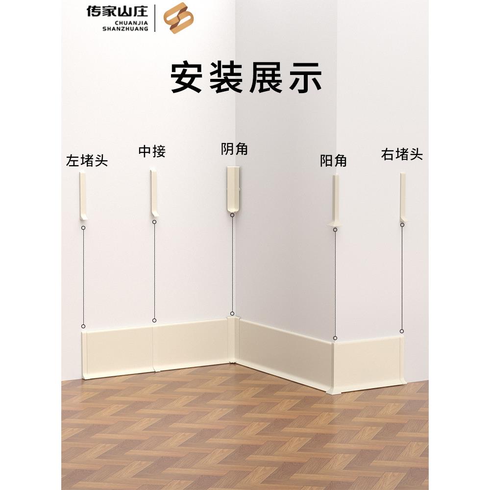 铝合金免打孔踢脚线超薄金属地脚线黑白色墙边胶黏式地板贴角线条