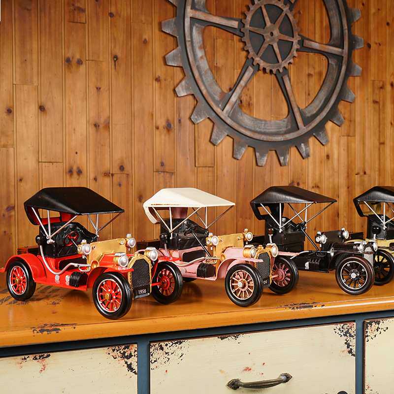 美式桌面酒柜复古老爷车模型摆件货架置物架摆饰摆设物件装饰客厅