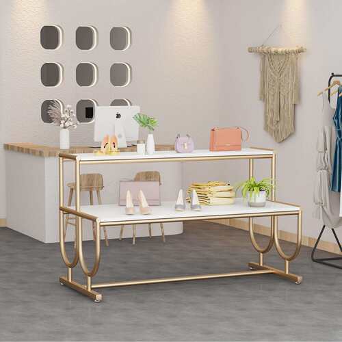 铁艺轻奢服装店展示架中岛流水台商场产品货架摆台置物架陈列架