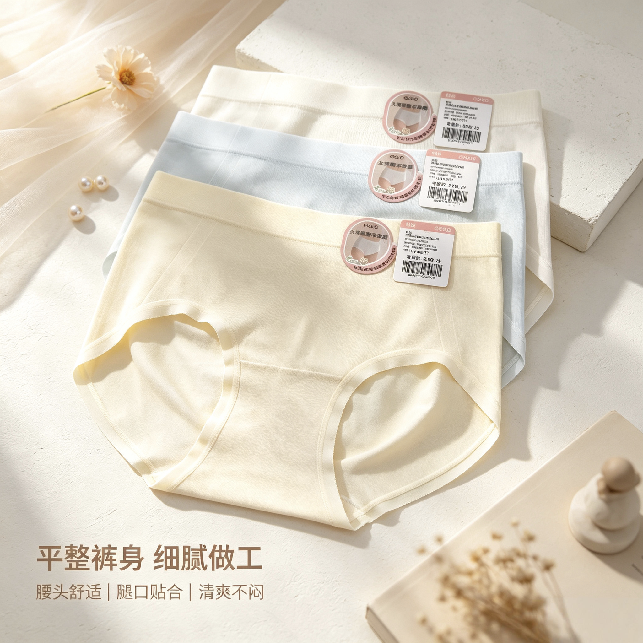 香蜜闺秀26301013日常柔美中腰无缝女士内裤，久穿弯腰不紧绷