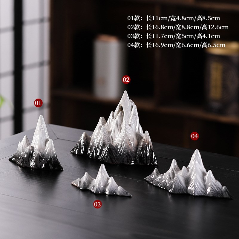 千里江山枯木山水造景装饰陶瓷摆件中式客厅玄关办公室鱼缸装饰