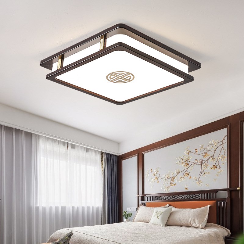 新中式实木客厅灯大厅主灯新款简约静音吊扇灯卧室吸顶灯全屋灯具