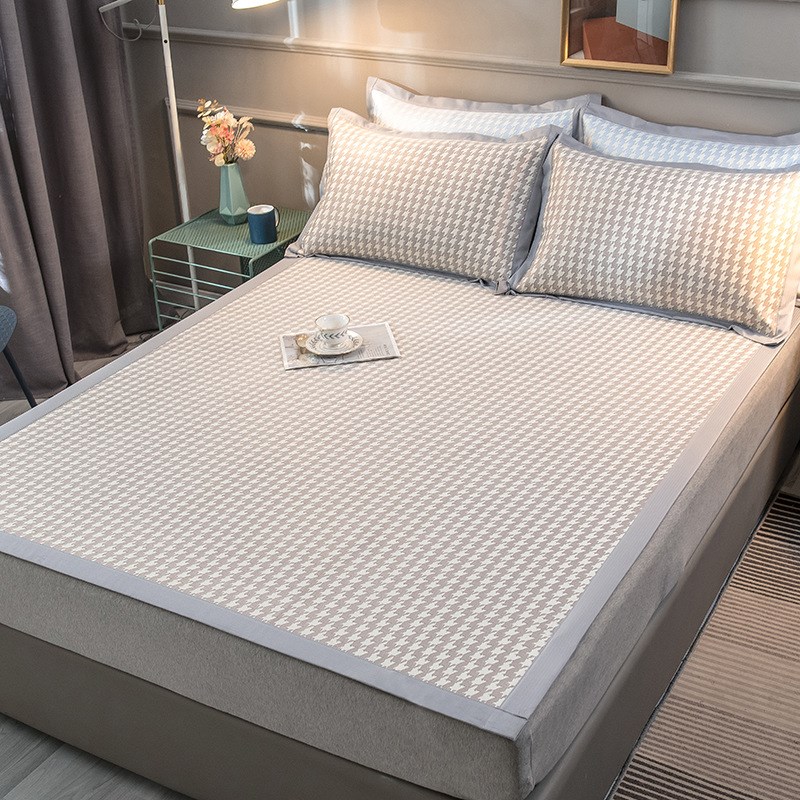 2025款冰丝藤席900D加厚可水洗提花冰藤席三件套夏天宿舍空调软席