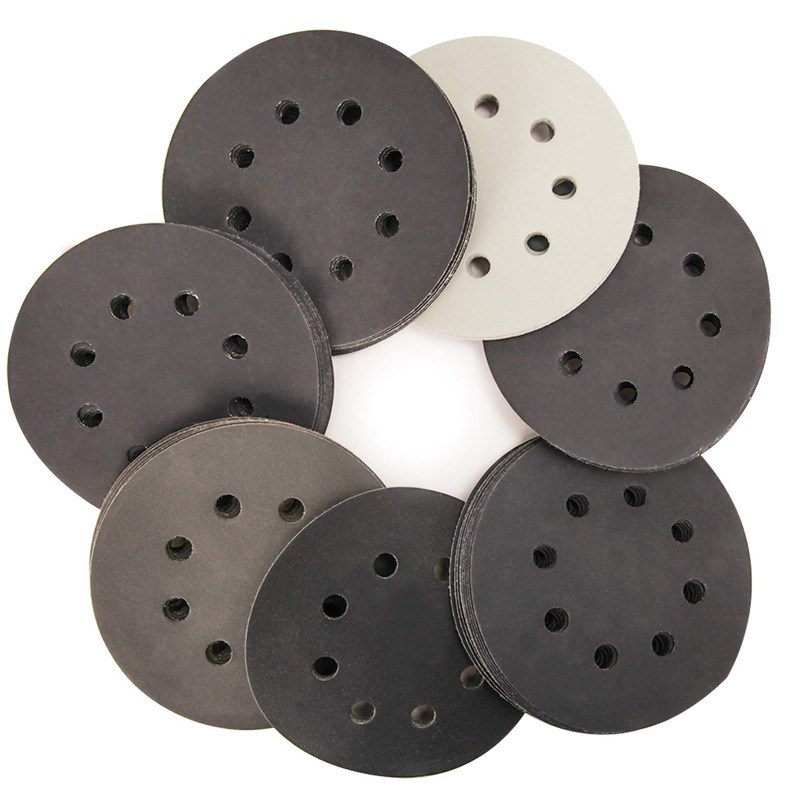 996A+砂纸 5寸8孔背绒自粘耐水砂纸 碳化硅干湿两用砂纸现货