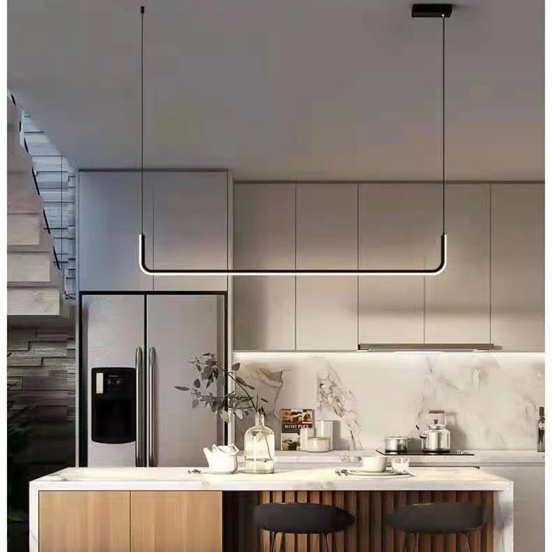 长条吊灯现代简约高级感吧台灯意式极简设计师新款一字家用餐厅灯