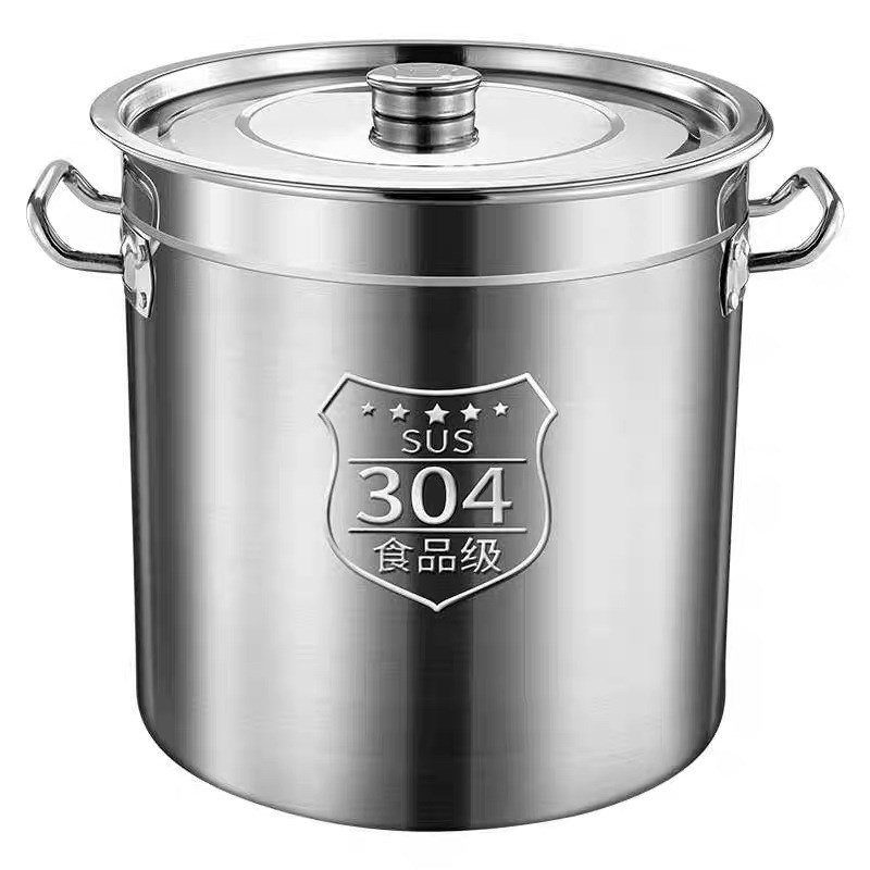 304不锈钢汤桶商用特厚烧水桶手提式大容量油桶大号汤锅圆桶带盖