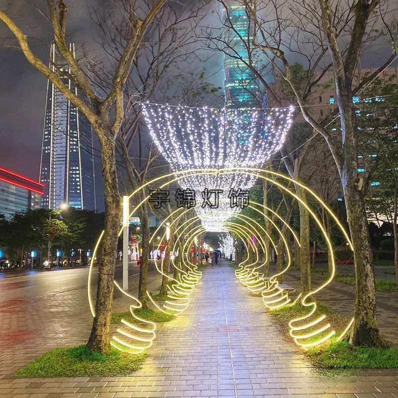 户外发光LED手掌造型灯 LED铁艺圆形拱门图案灯 商业街氛围彩灯