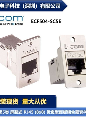 L-COM ECF504-SC5E 超5类屏蔽RJ45面板耦合器套件 连接器 现货
