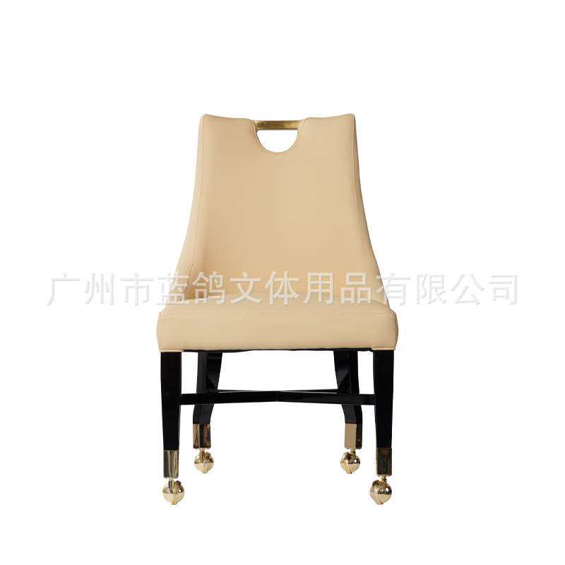 厂家 豪华百家乐扑克椅子 酒店实木地毯轮子餐椅 柬埔寨赌场椅