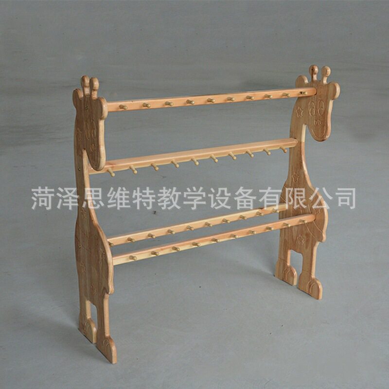 儿童幼儿园小鹿拆装实木毛巾架专用原木色口杯架收纳架造型落地