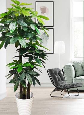 假树仿真树发财树客厅大型落地假花盆栽摆设室内绿色装饰绿植