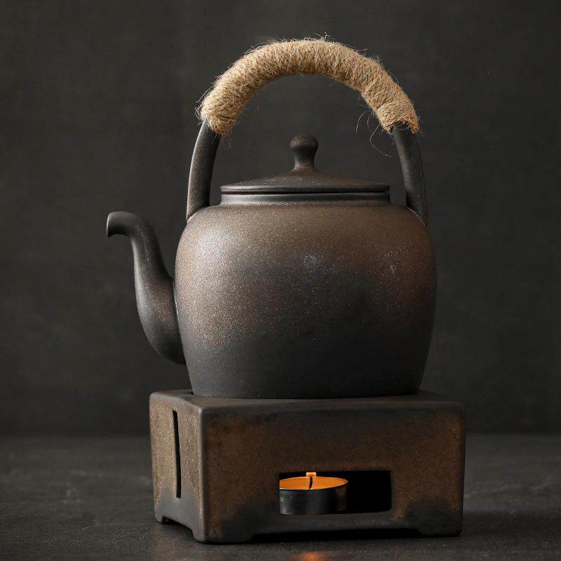 粗陶温茶炉日式茶壶套装陶瓷煮茶炉家用简约蜡烛加热底座泡茶器