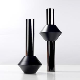 简约现代轻奢金属套环花瓶摆件样板间售楼处客厅家居装饰干插花器