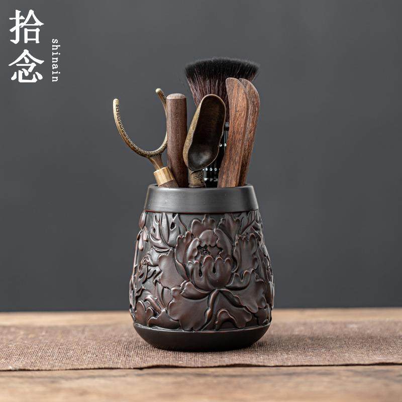 紫陶茶道六君子整套茶道配件泡茶立体荷韵浮雕中式复古茶勺茶夹桶,电子元器件市场,其它元器件,淘宝优惠券,粉丝福利购,淘宝优惠卷