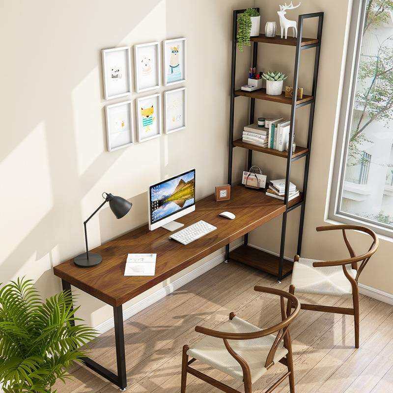 美式实木书桌家用写字桌卧室长条桌角落带书柜电脑桌书架一体组合,农用物资,其他肥料,淘宝优惠券,粉丝福利购,淘宝优惠卷