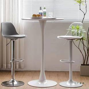 北欧高吧台桌酒吧桌子家用圆形高脚桌酒会展会小吧台阳台休闲吧桌
