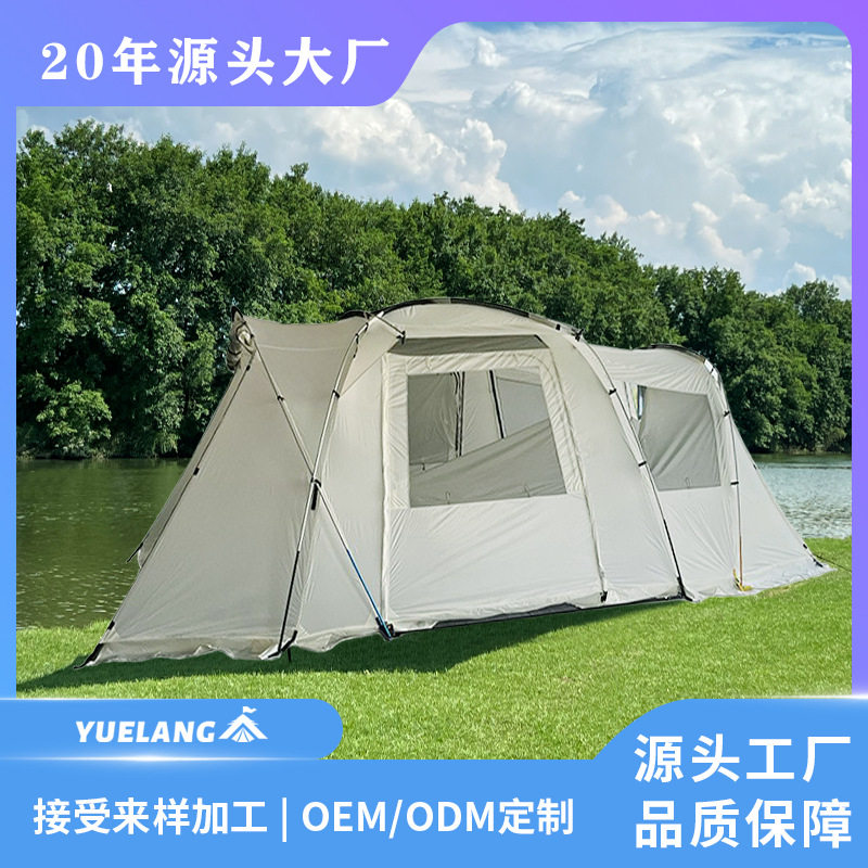 一室一厅隧道帐加大空间防雨防晒户外露营野营帐一体式结构折叠帐图片