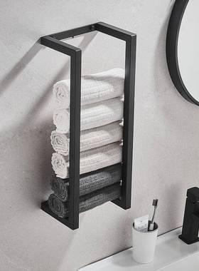 壁挂式不锈钢黑色浴巾架欧式家用卫生间多功能厕纸架卷纸架