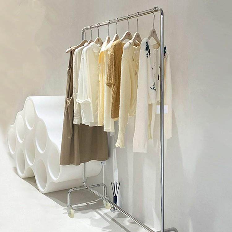 服装店展示架陈列架不锈钢中岛落地式挂衣服架男装女装店展厅货架