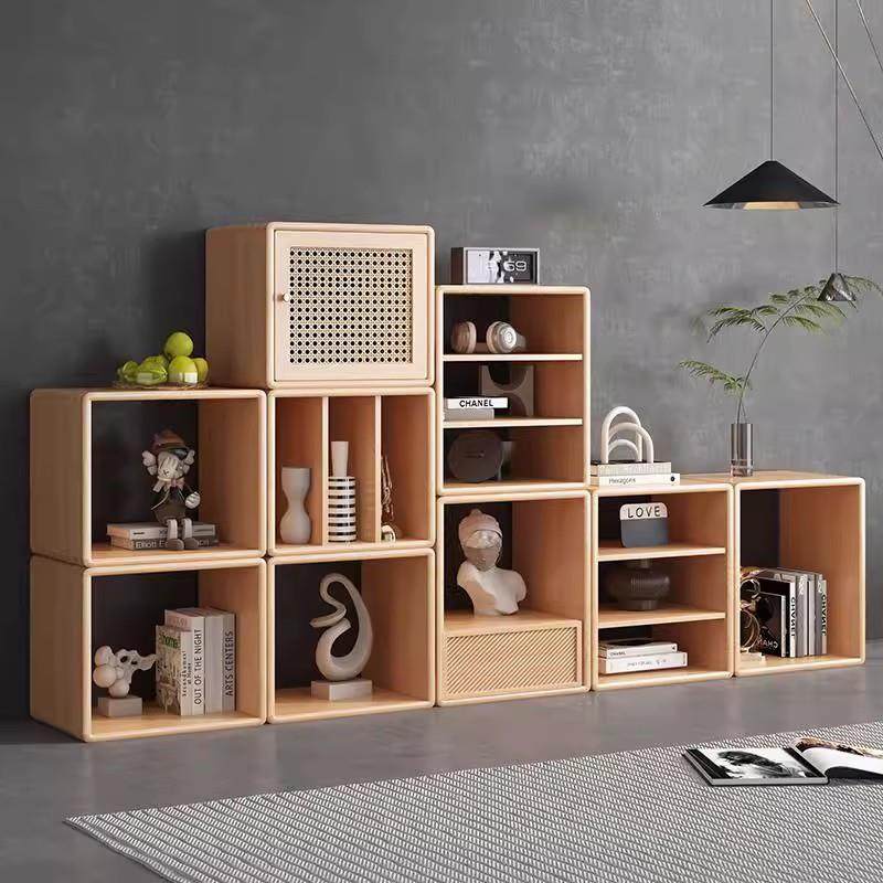 现代简约飘窗收纳柜榉木书架实木藤编格子柜免安装自由组合电视柜,电子元器件市场,其它元器件,淘宝优惠券,粉丝福利购,淘宝优惠卷