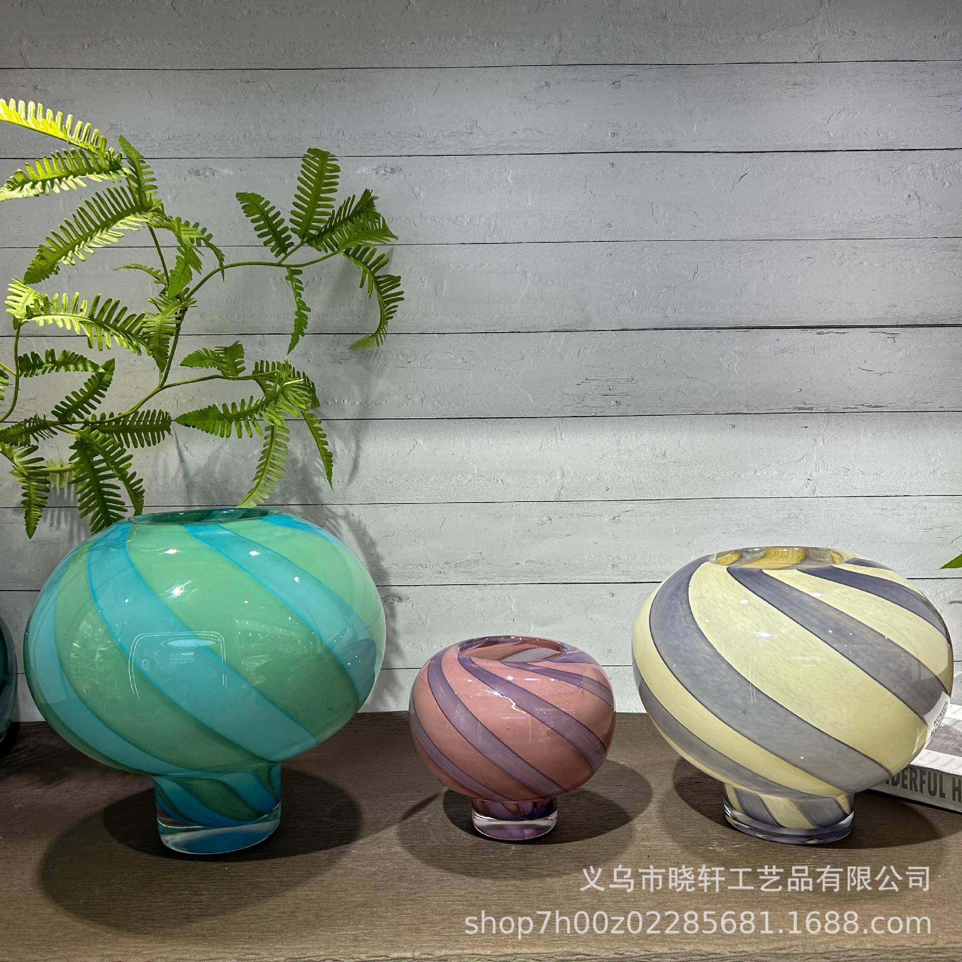 法式中古双拼色螺旋纹圆形花瓶家居高级感小众艺术摆件水培插花器,农用物资,其他肥料,淘宝优惠券,粉丝福利购,淘宝优惠卷