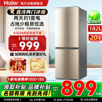 海尔182升双开门小型小冰箱